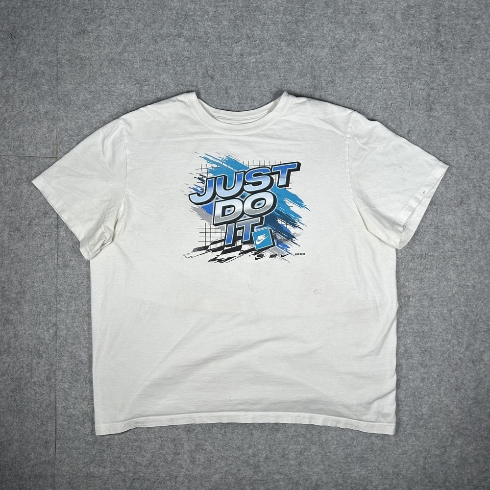 Vintage Nike T-Shirt Mens XXL White Y2K Just Do It Graphic Tee Swoosh Streetwear